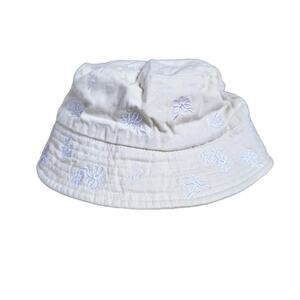 FOREVER 21 PASTEL FLORAL EMBROIDERY YELLOW BUCKET HAT SUMMER BEACH VACATIONS